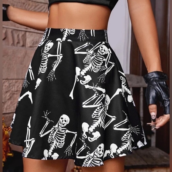 SHEIN Dresses & Skirts - SHEIN High Waist Skeleton Print Punk Skirt